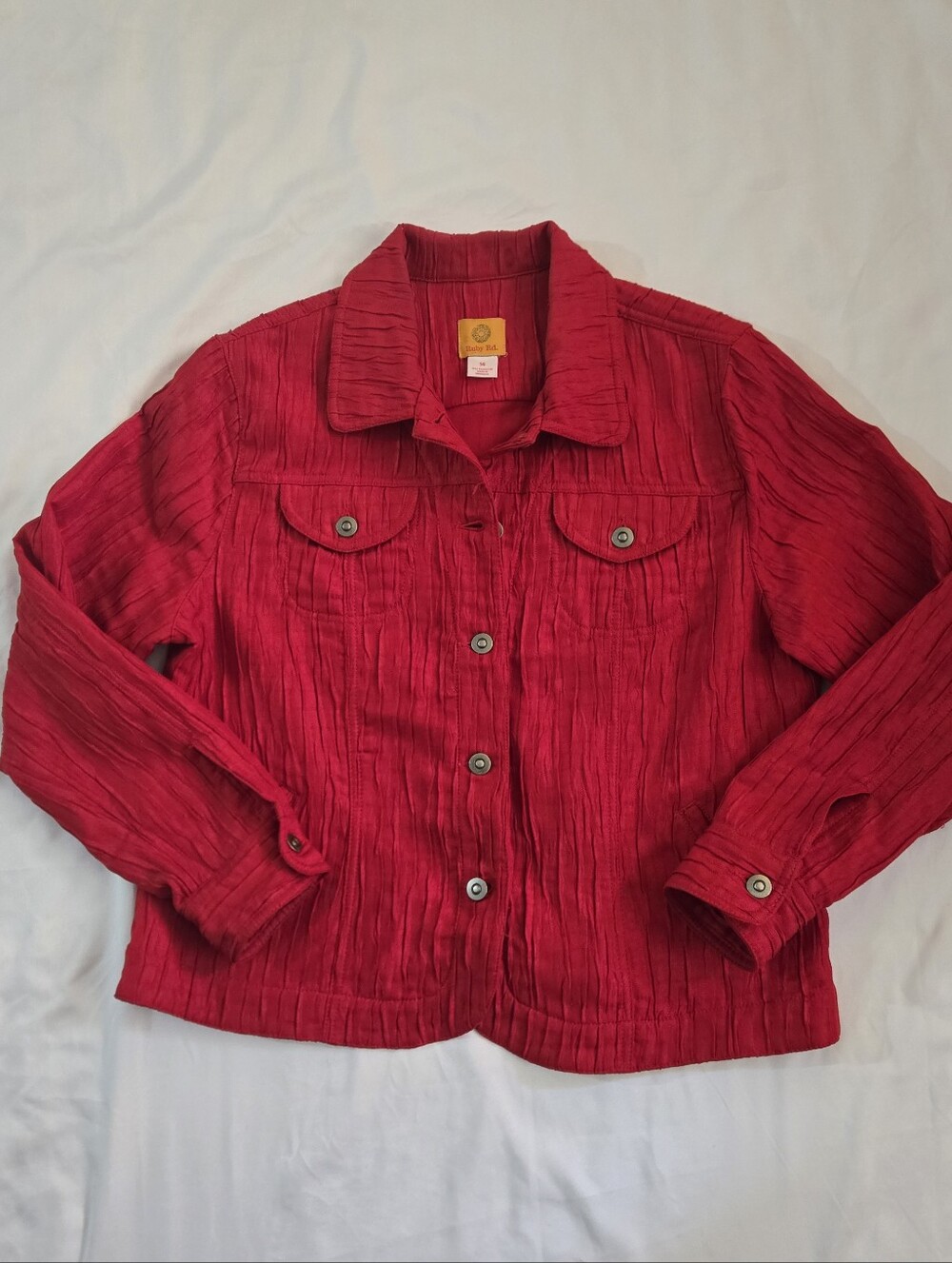 Ruby Rd. Women's Vibrant Red Button-Front Blazer